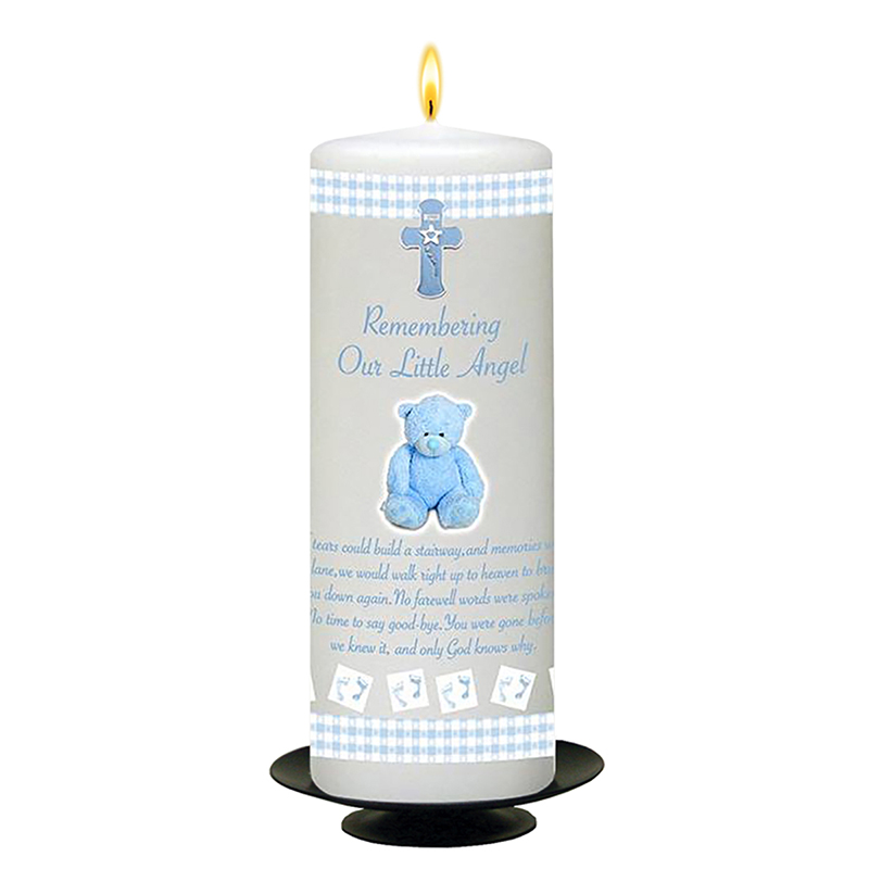 Personalised Remembrance Candle - Bear Angel Blue