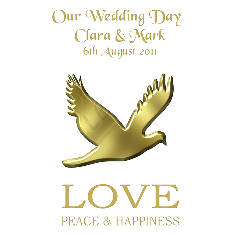 Personalised Wedding Candles - Love & Dove Gold