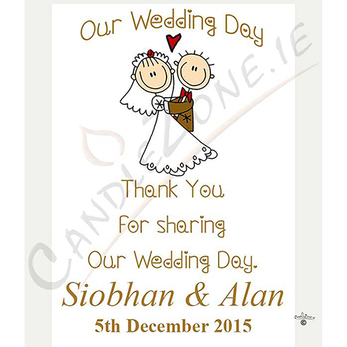 Personalised Thank you Wedding Favour - Cartoon Love Gold