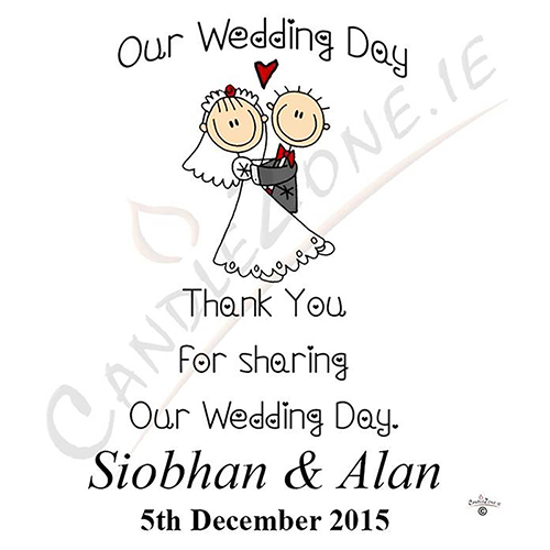 Personalised Thank you Wedding Favour - Cartoon Love Silver