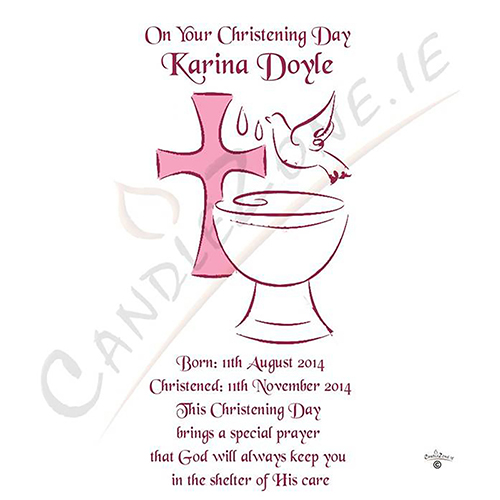 Personalised Girls Christening Candle - Font