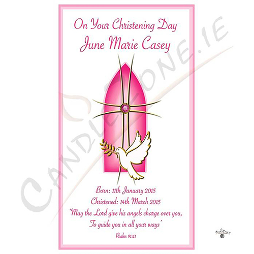 Personalised Girls Christening Candle - Church Window
