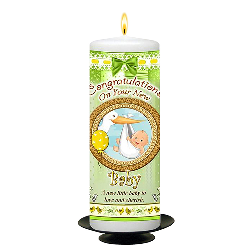 Personalised New Baby Candle Gift - Baby & Stork