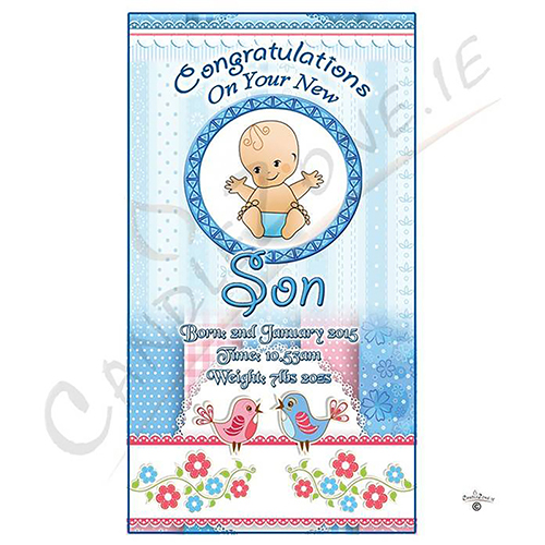 Personalised New Baby Candle Gift - Baby Boy Sitting