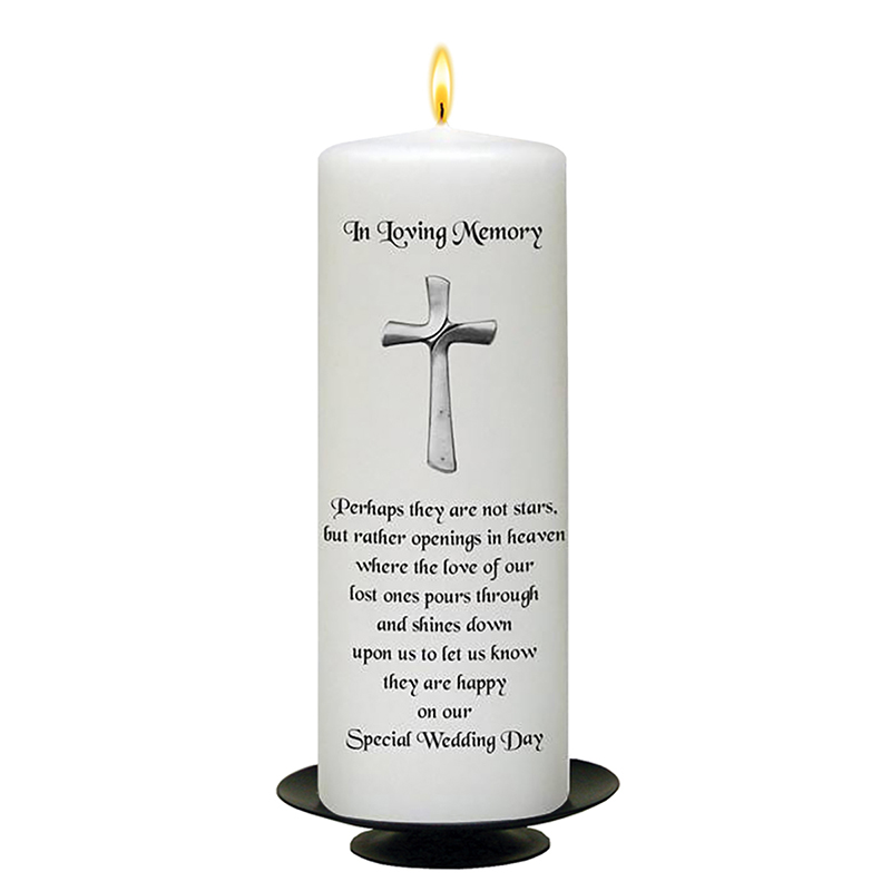 Personalised Wedding Remembrance Candle - Wedding Small Silver Cross