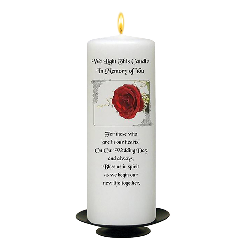 Personalised Wedding Remembrance Candle - Red Rose Silver