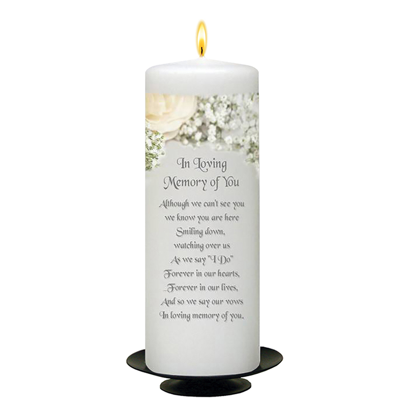 Personalised Wedding Remembrance Candle - White Flowers Silver