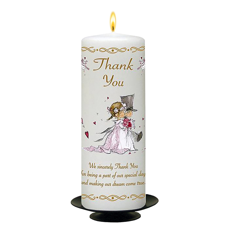 Personalised Wedding Thank you Candle Gift - Down the Aisle - Gold