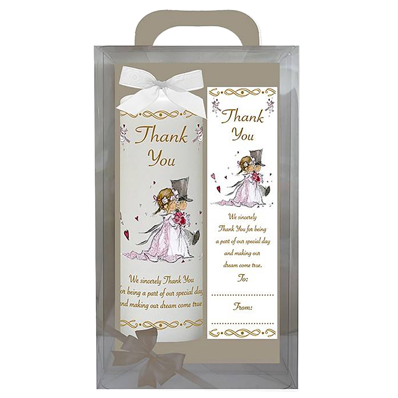 Personalised Wedding Thank you Candle Gift - Down the Aisle - Gold