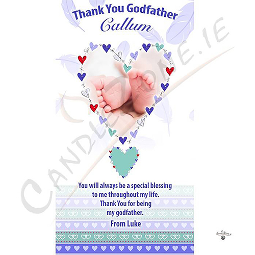 Personalised Godfather Mug Gift - Feathered Heart Blue