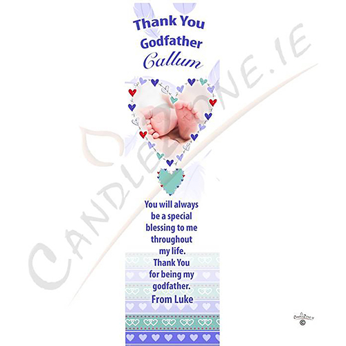 Personalised Godfather Mug Gift - Feathered Heart Blue