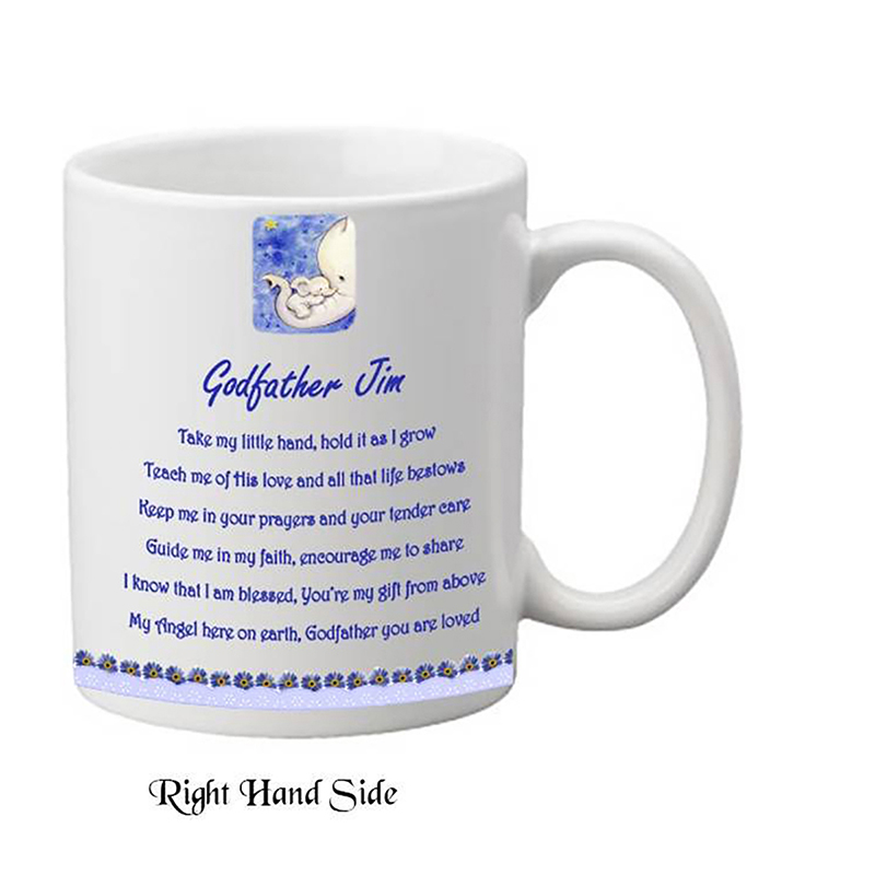 Personalised Godfather Mug Gift - Blue Daisies with Photo