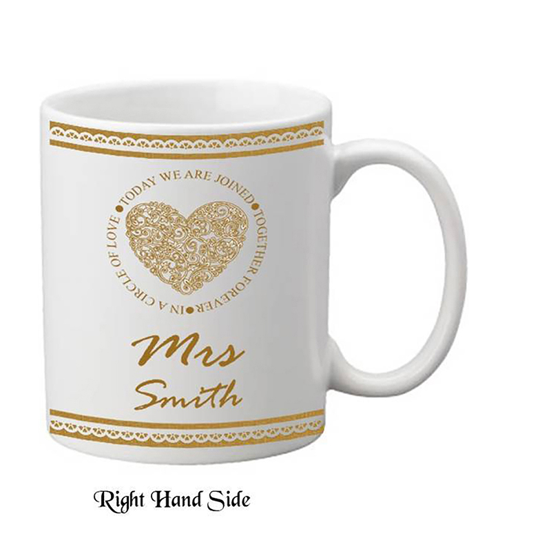 Personalised Mug Gift - Mr & Mrs Circle of Love Mugs (Set of Two)