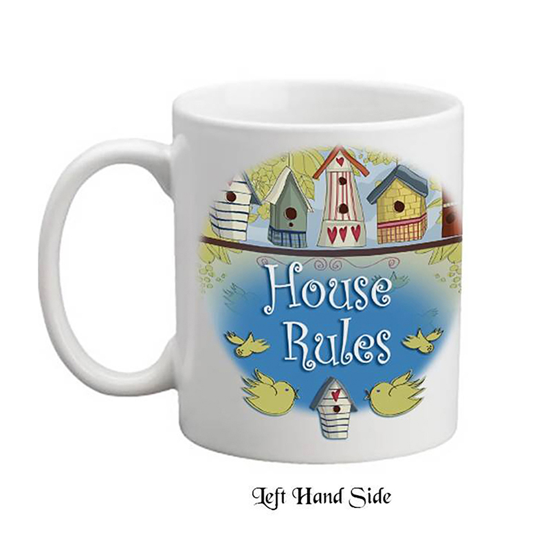 Personalised Mug Gift - House Rules Bird House