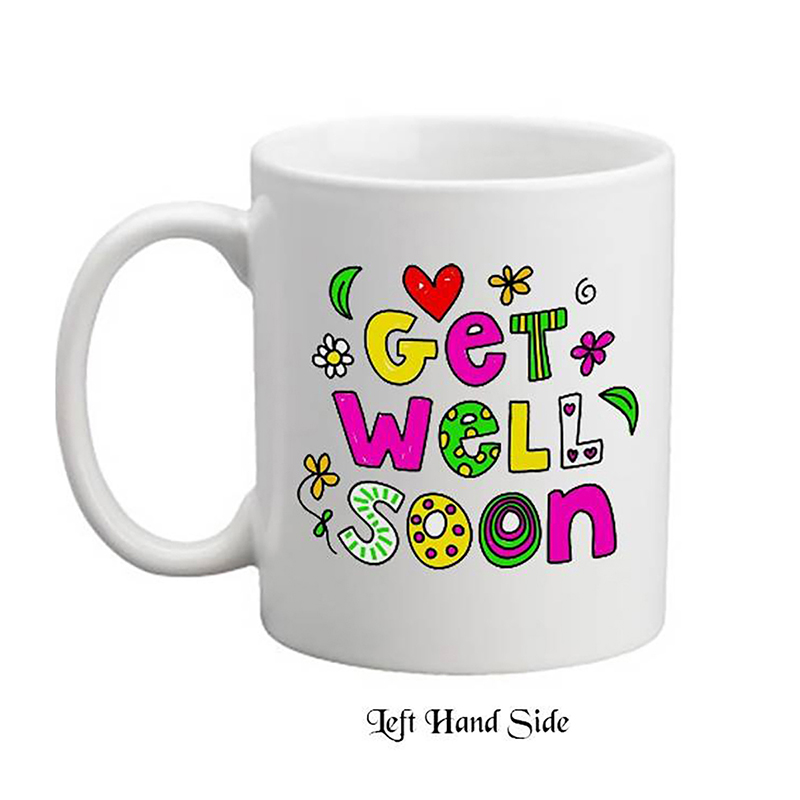 Personalised Get Well Soon Mug Gift - Flowers & Hearts