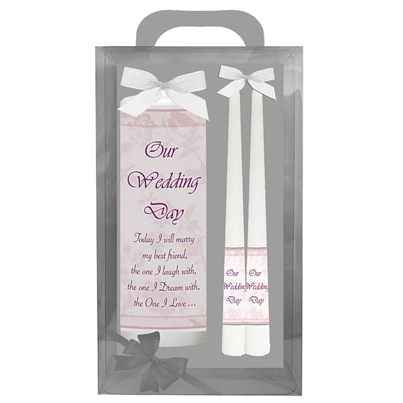Personalised Wedding Candles - Flower Pink