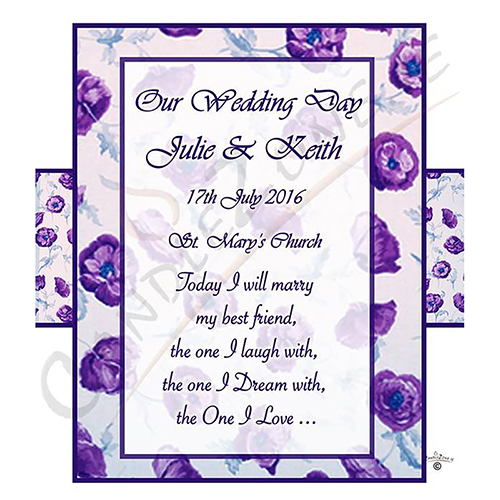Personalised Wedding Candles - Flower Purple