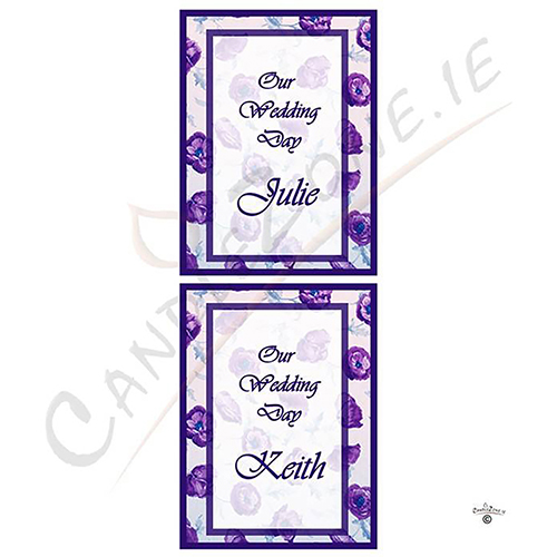 Personalised Wedding Candles - Flower Purple
