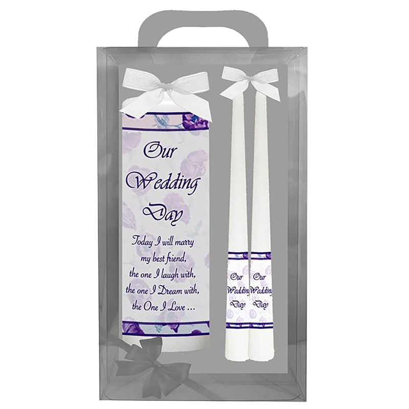Personalised Wedding Candles - Flower Purple