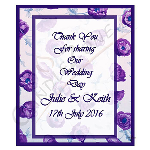 Personalised Thank you Wedding Favour - Flower Purple