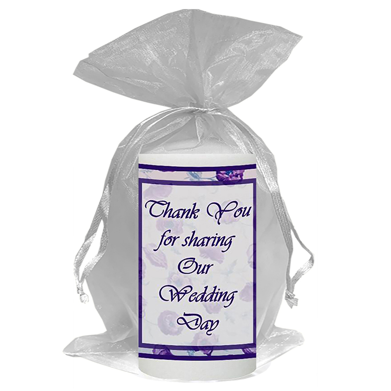 Personalised Thank you Wedding Favour - Flower Purple