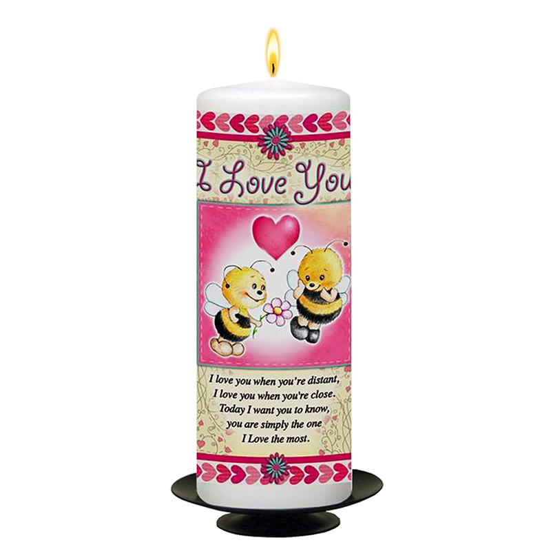 Personalised Valentines Candle Gift - Bees & Love Heart