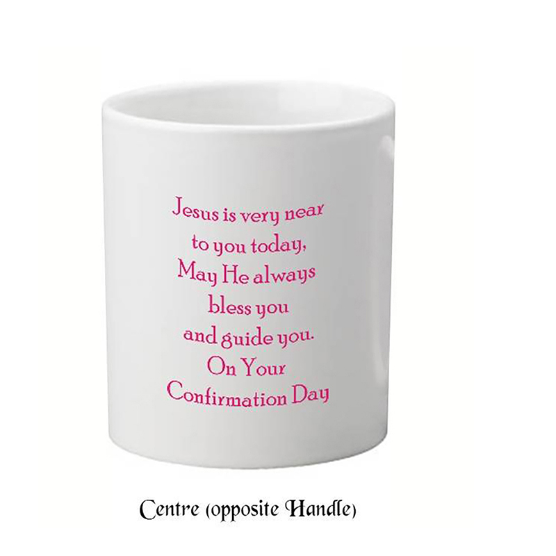 Personalised Confirmtation Mug Gift - Celtic Cross & Dove Pink