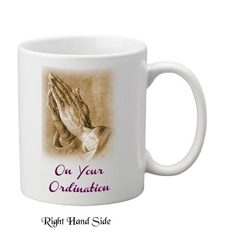 Personalised Ordination Mug Gift - Praying Hands Ordination