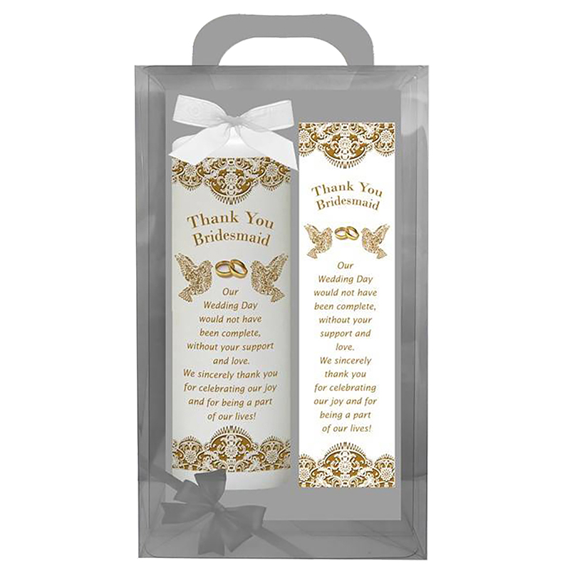 Personalised Wedding Thank you Candle Gift - Doves - Bridesmaid