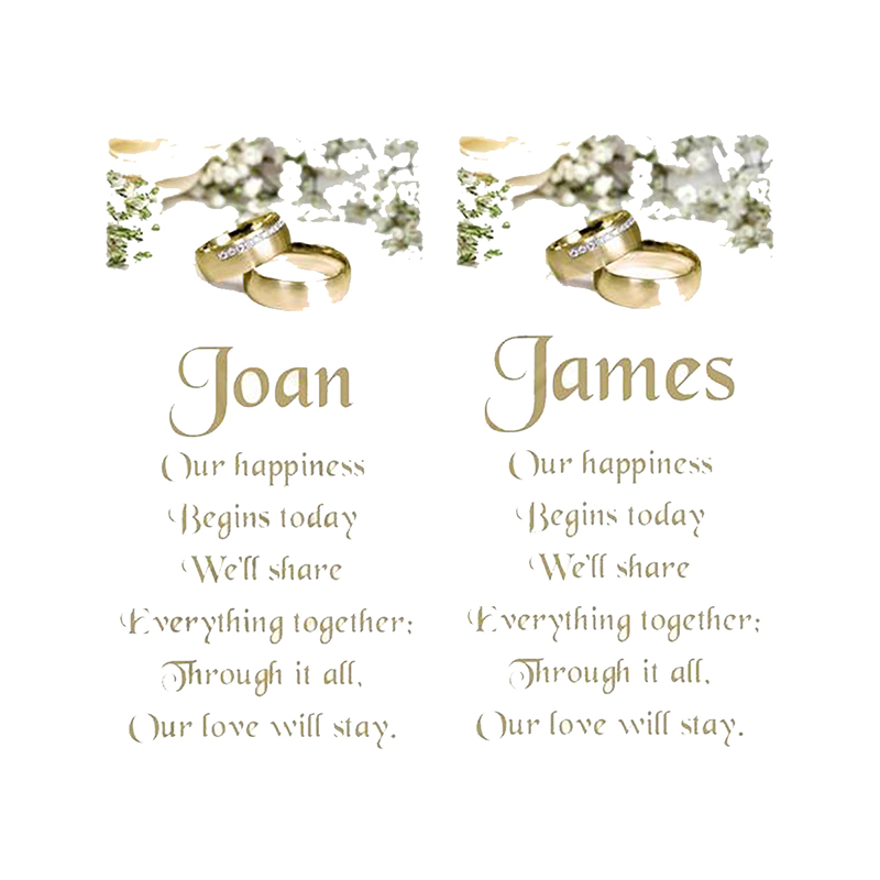Personalised Wedding Candles - White Flowers & Rings