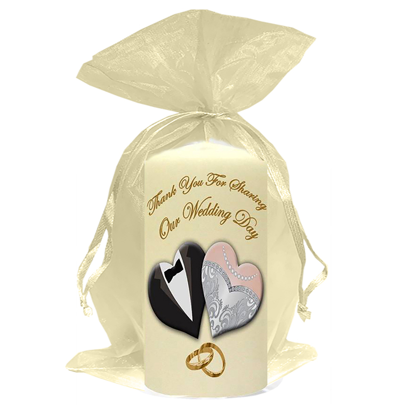 Personalised Wedding Candles - Tux & Gown Gold
