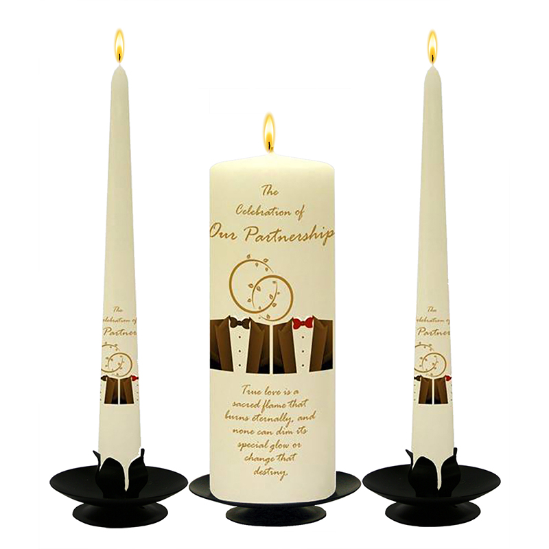 Personalised Wedding Candles - Mr & Mr Tux Gold