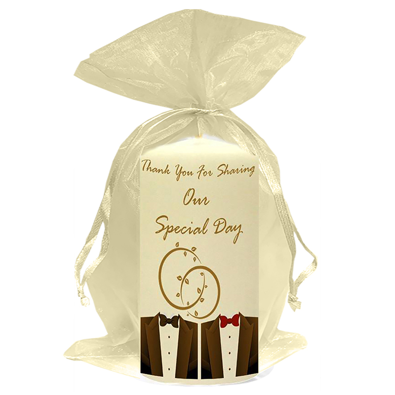 Personalised Wedding Candles - Mr & Mr Tux Gold