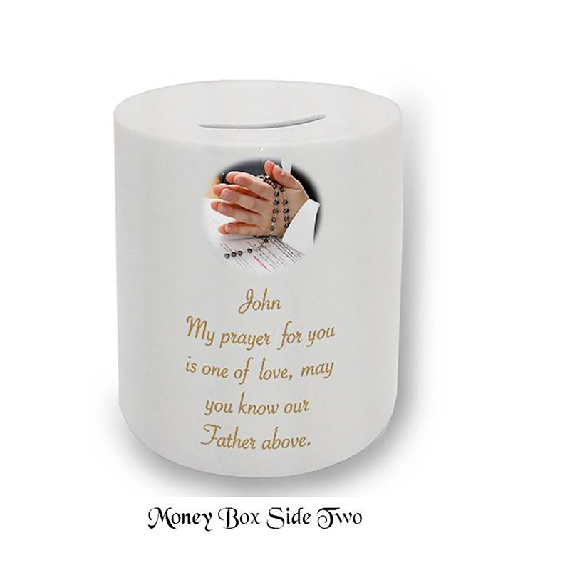 Personalised Money Box Gift - 1st Holy Communion Photo Boy