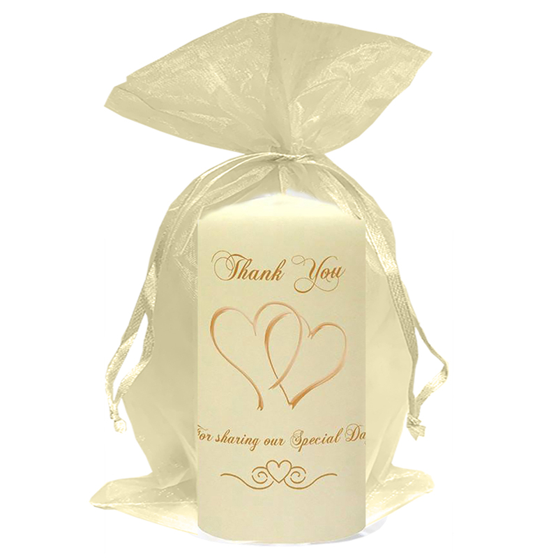 Personalised Wedding Candles - Two Hearts Gold