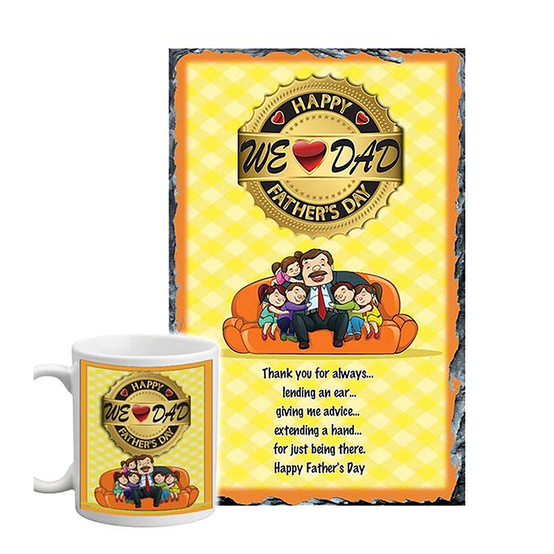 Personalised Slate & Mug Gift - Dad Family Hug