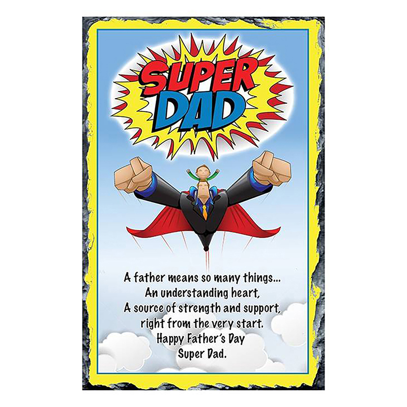 Personalised Slate & Mug Gift - Super Dad Badge