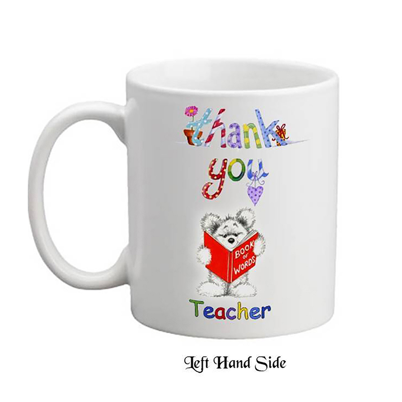 Personalised Thank You Teacher Mug Gift - Book of Words Teddy