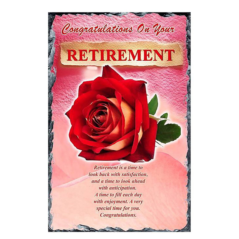 Personalsied Retirement Slate Gift - Red Rose