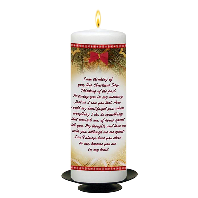 Personalised Christmas Remembrance Candle - Gold Bauble Remembering You with Photo