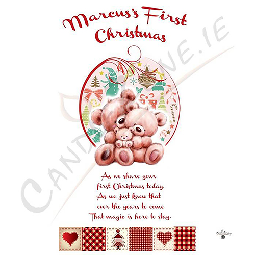 Babys First Christmas Candle - Xmas Teddies