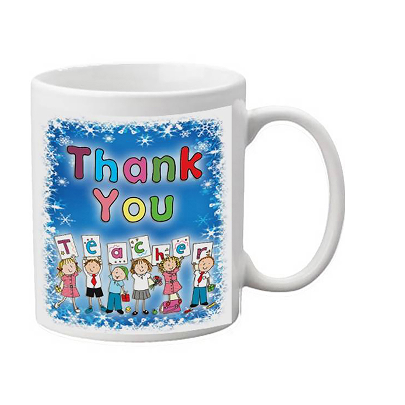 Personalised Christmas Teacher Mug Gift - Children & Snowflakes