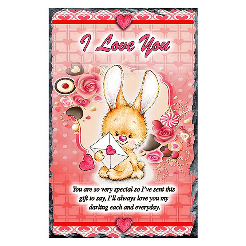 Personalised Valentines Slate Gift - Bunny & Love Letter
