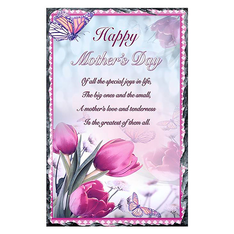 Personalsied Mothers Day Slate Gift -Tulips & Butterflies