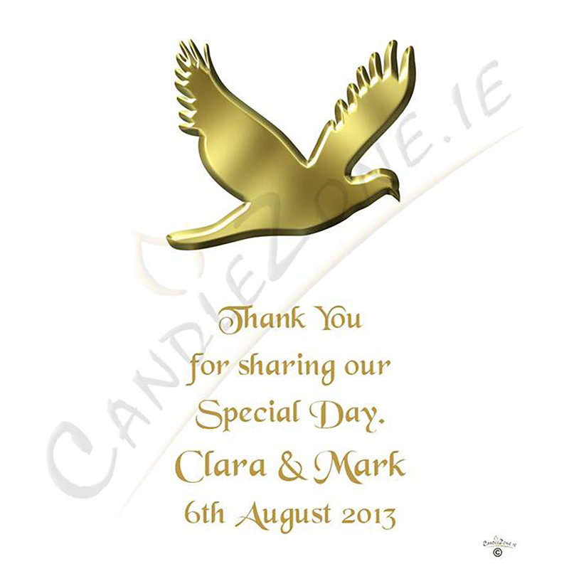 Personalised Thank you Wedding Favour - Love & Dove Gold Favour