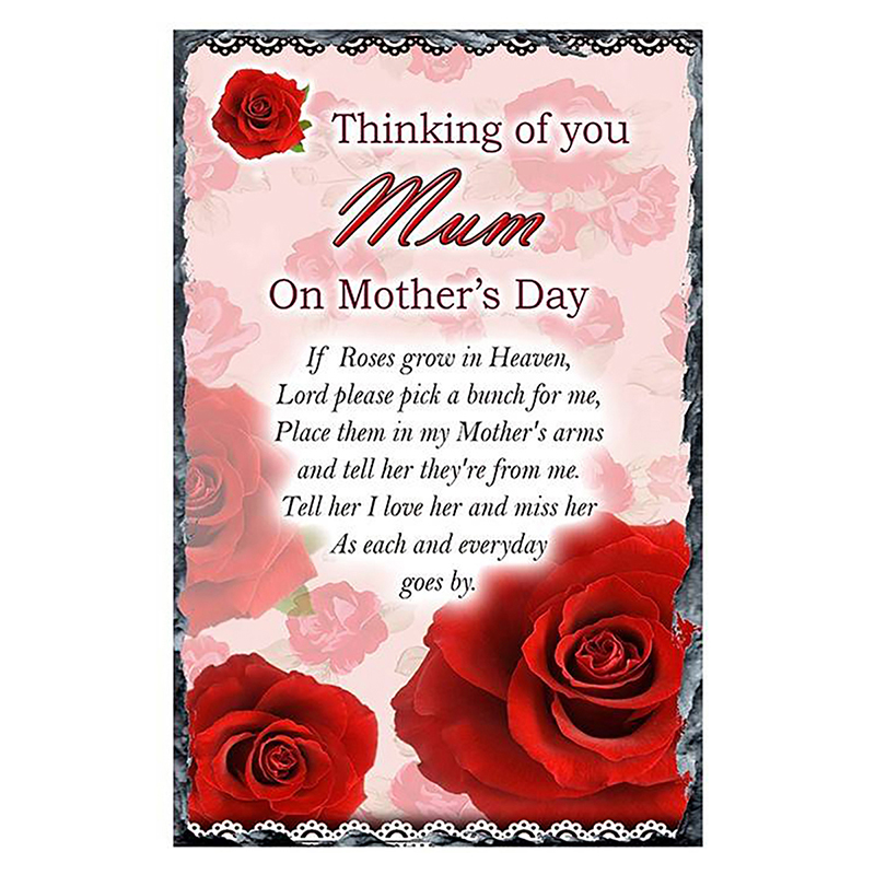 Personalised Mothers Day Remembrance Slate - Red Rose