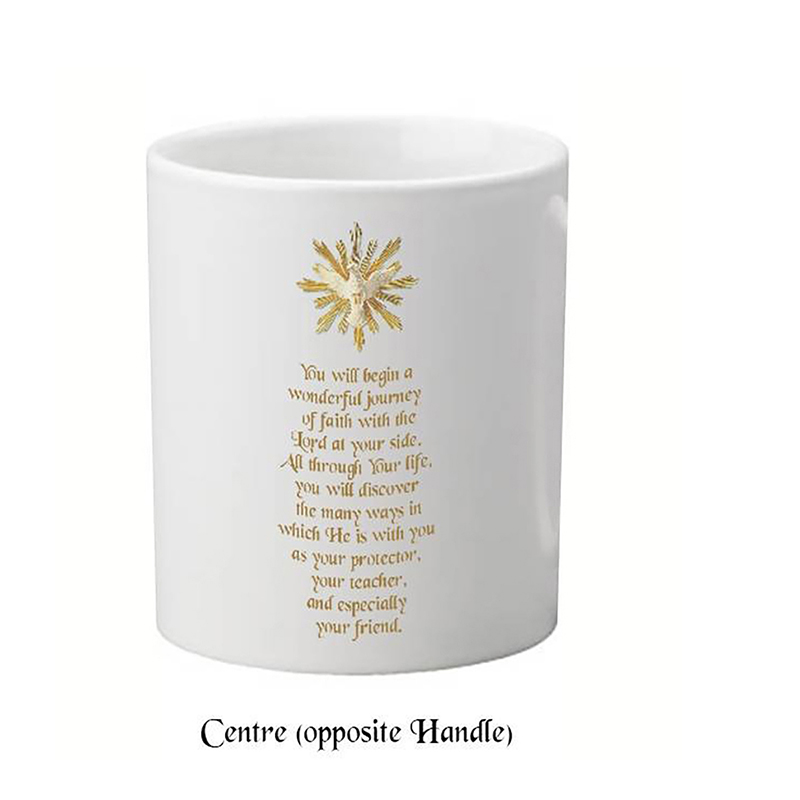 Personalised Confirmation Mug Gift - Open Dove Gold