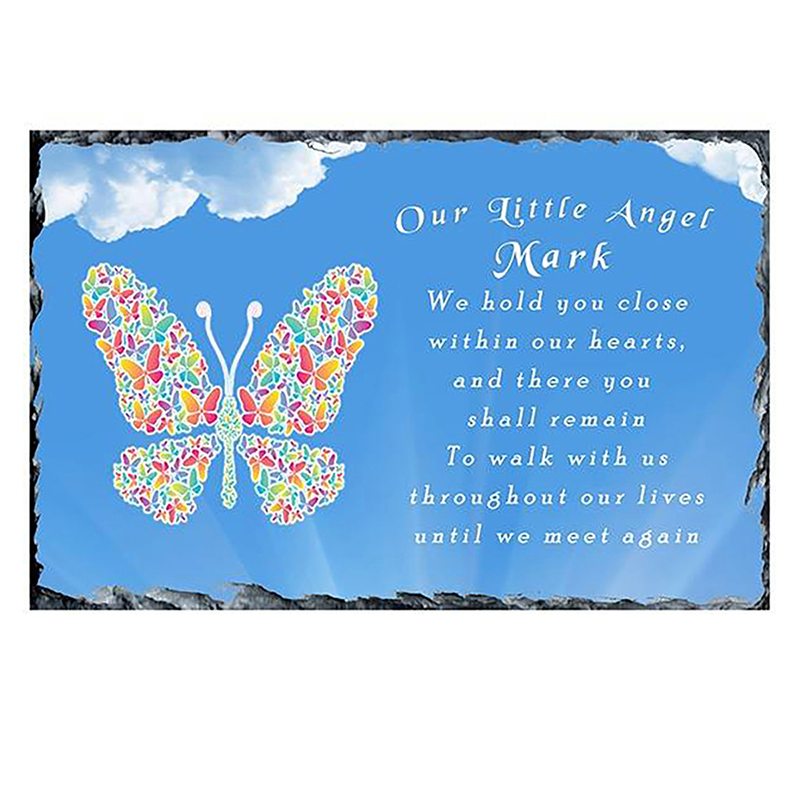 Personalsied Remembrance Slate - Heavens Butterfly Landscape