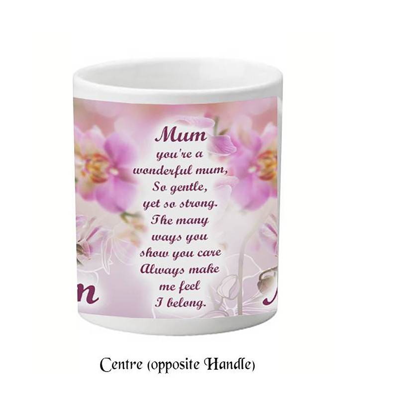 Personalised Mothers Day Mug Gift - Pink Orchids Mum