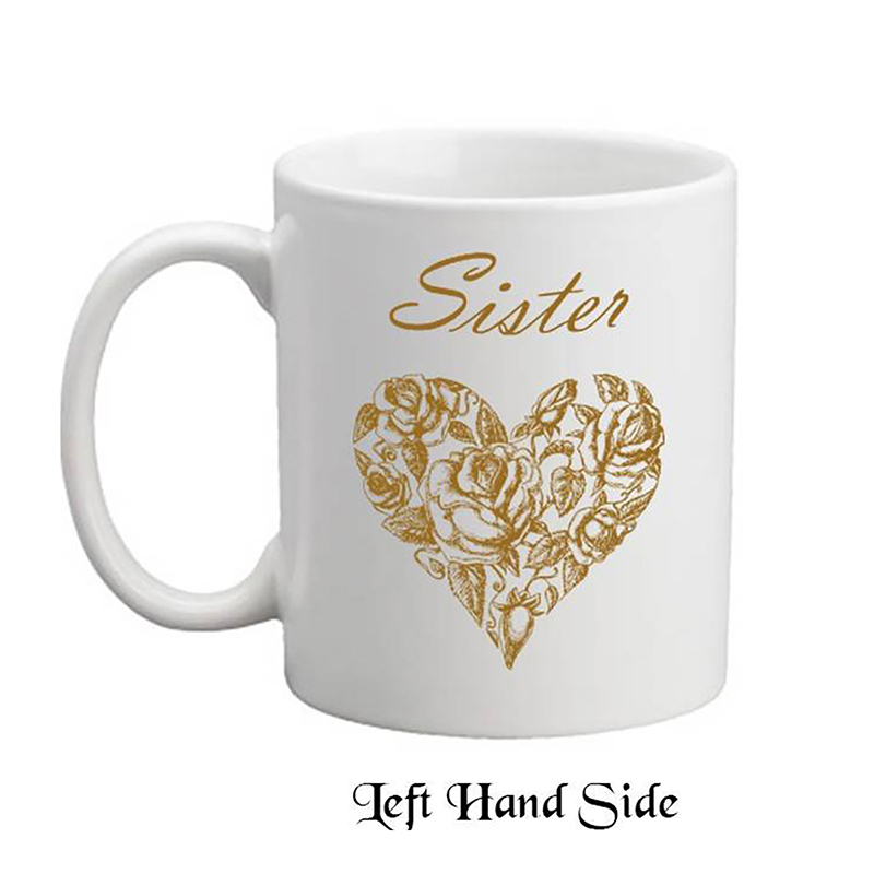 Personalised Mug Gift - Rose Heart Sister Mug